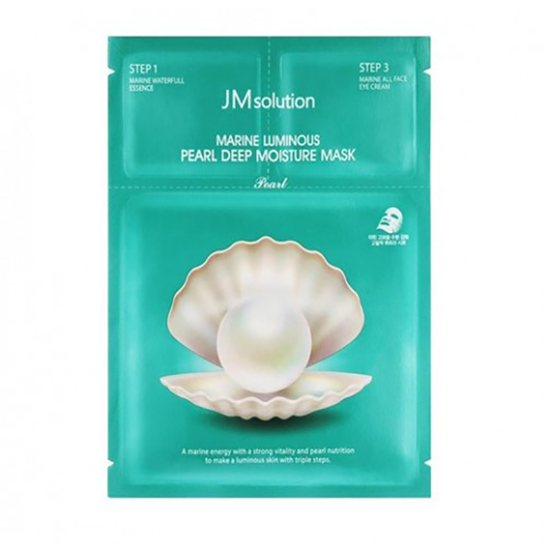 Jmsolution marine luminous pearl deep moisture mask pearl, Трехэтапная маска для сияния кожи, 40мл