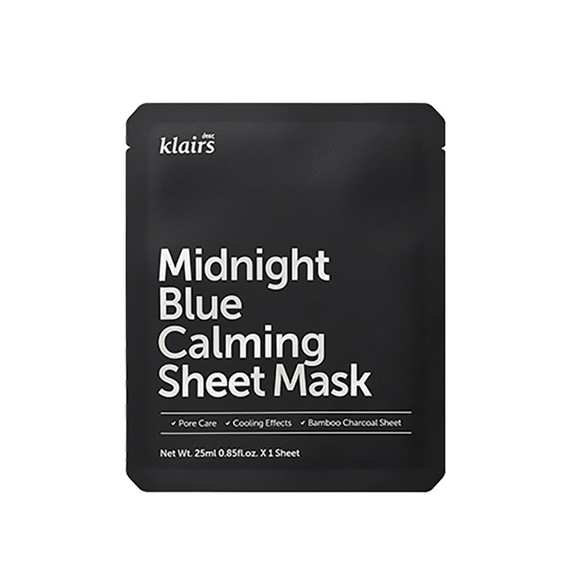 Klairs Midnight Blue Calming Sheet Mask, Вечерняя успокаивающая тканевая маска