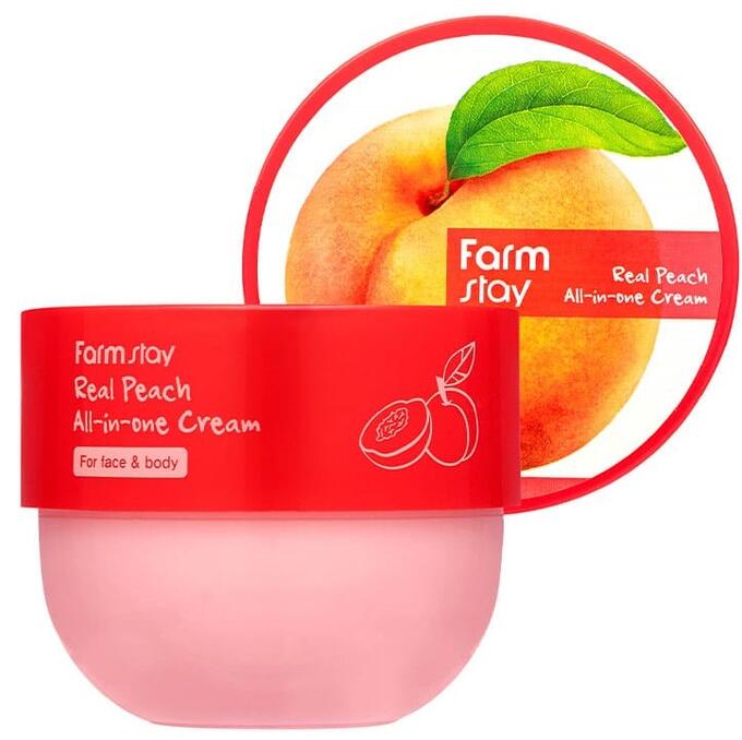 Farm Stay Real Peach All-in-One Cream, Крем для тела с ароматом персика, 300 мл