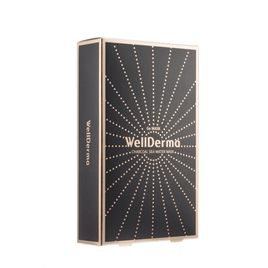 WellDerma Charcoal Sea Water Mask, Маска тканевая c золотом, магнием и углем, 1 шт