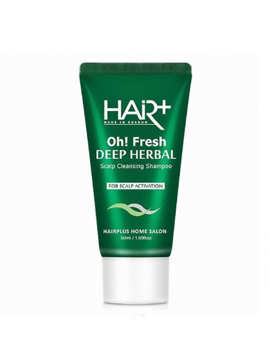 Hair Plus Oh! Fresh Deep Herbal Shampoo, Освежающий шампунь с экстрактами трав, 50 мл