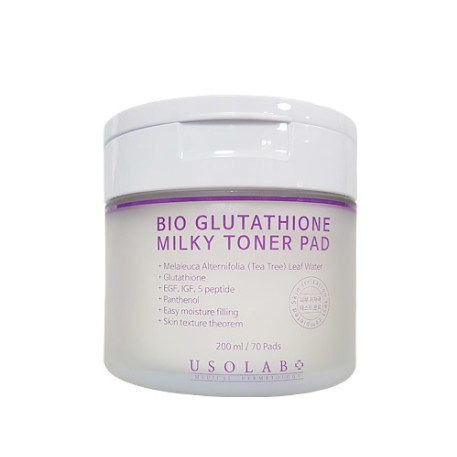 Usolab Bio Glutathione Milky Tonerpad, Пилинг-пэды на основе глутатиона, 70 шт