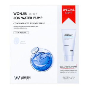 Wonjin SOS water pump concentrated essence mask, Набор масок с гиалуроновой кислотой и пенка для умывания